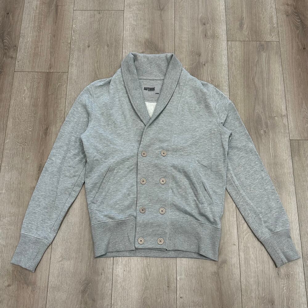 Autark gray double-breasted sweatshirt cardigan Size Large L B21